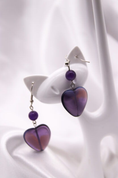 Schmuckset mit Amethystperlen und Glasherzen – Bild 4