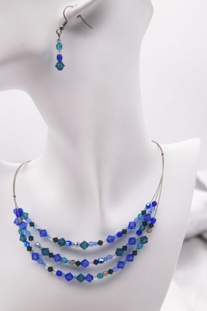 Schmuckset Blaue Kristalle