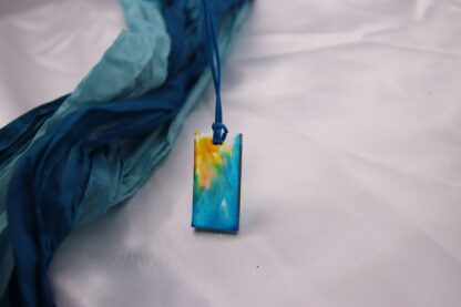 Epoxy Anhänger rechteckig türkis/ orange