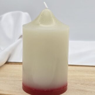 Stumpenkerze weiss/ rot