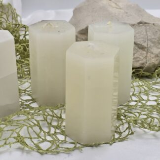 Set 6-eckige Kerzen weiss