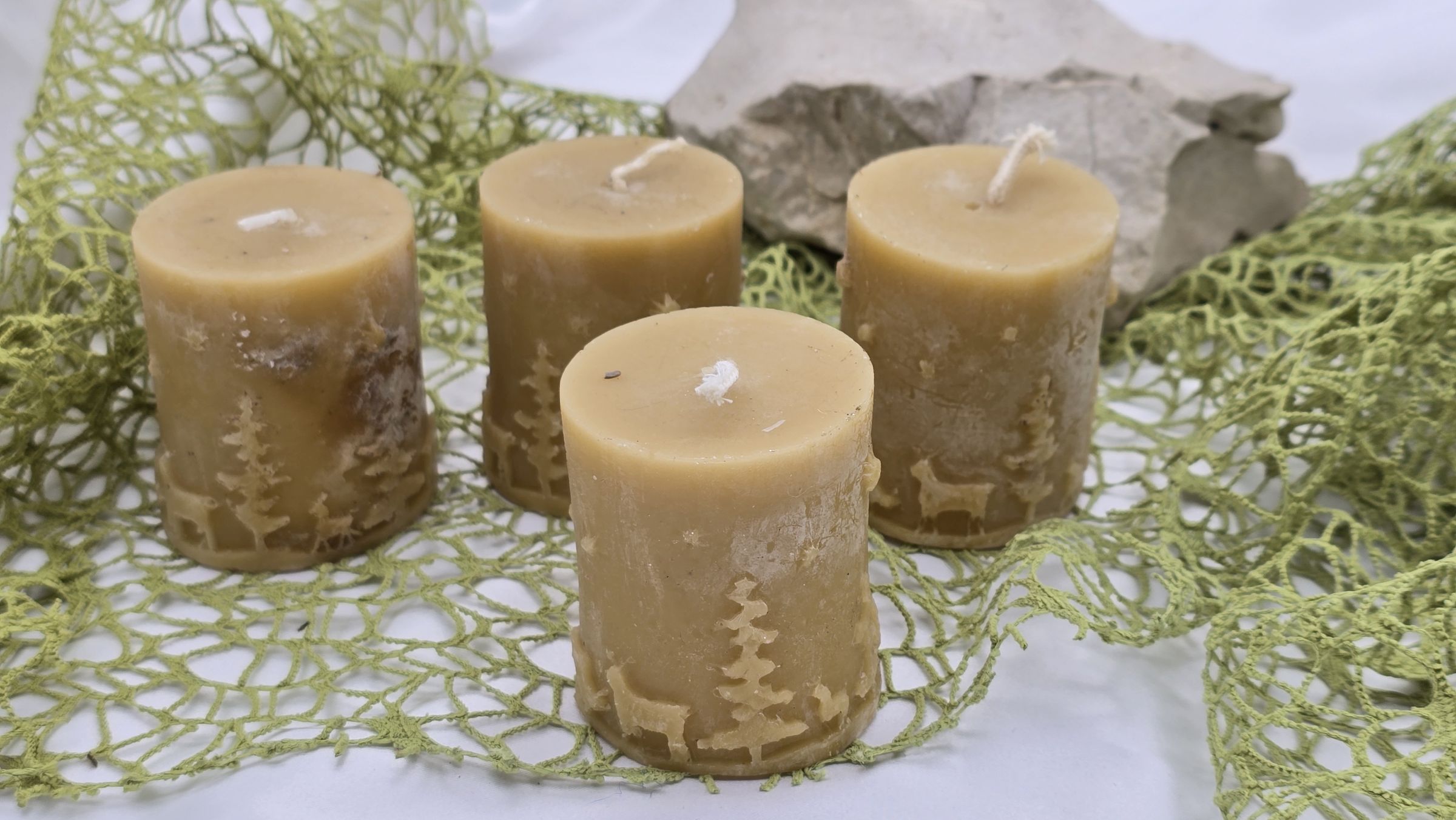 Set Motivkerzen Weihnachten Bienenwachs