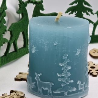 Stumpenkerze Weihnachten türkis