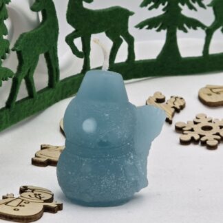 Kerze Schneemann türkis