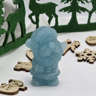 Kerze Weihnachtsmann klein türkis