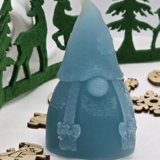 Kerze Zwerg Zöpfe türkis