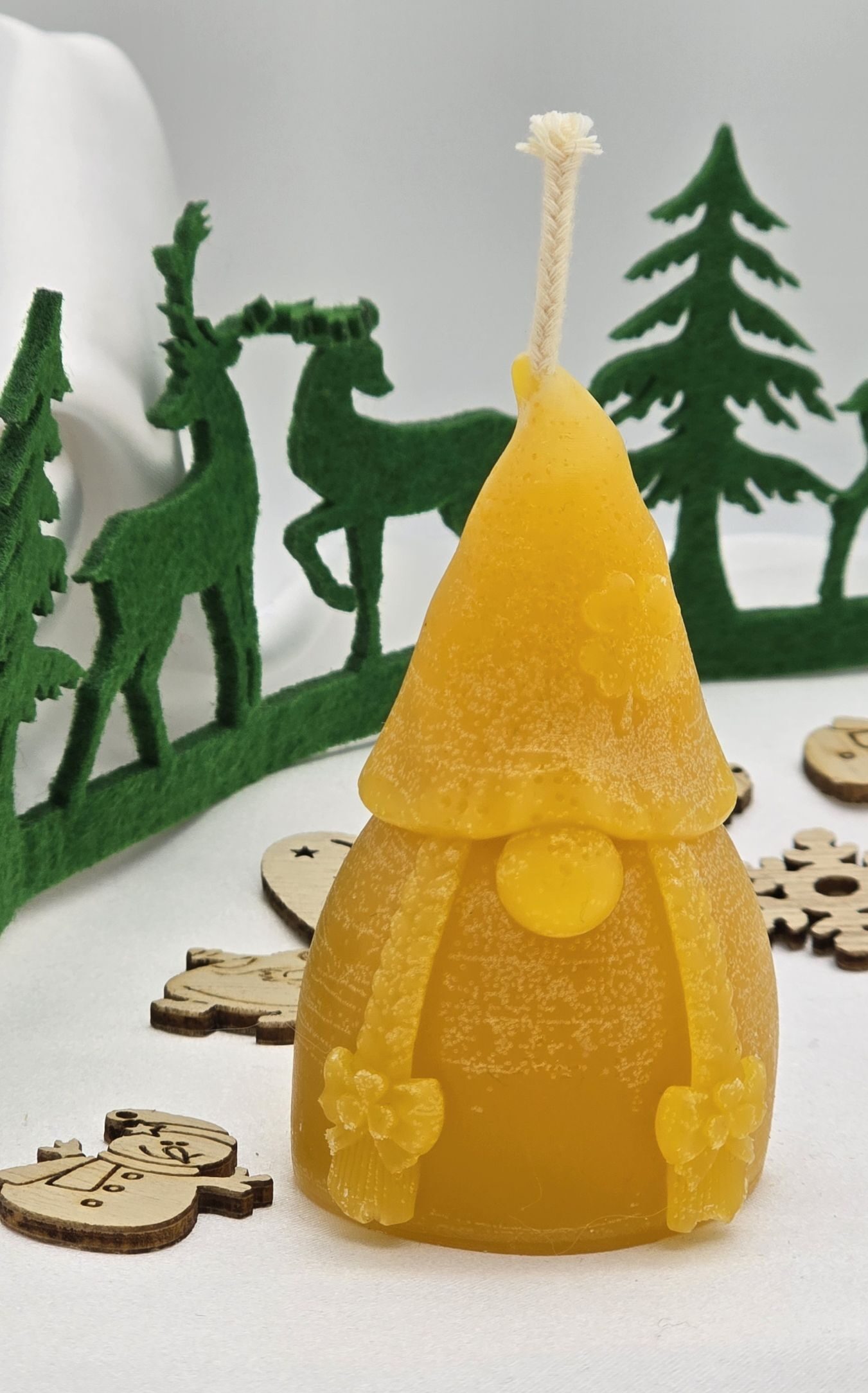 Kerze Zwerg Zöpfe gelb