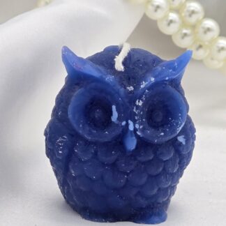 Kerze Eule blau