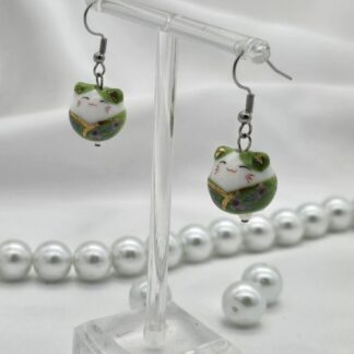 Ohrringe Katze grün