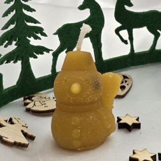 Kerze Schneemann gelb