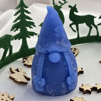 Kerze Zwerg Zöpfe blau