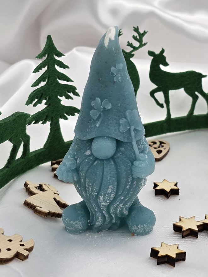 Kerze Zwerg Kleeblatt türkis