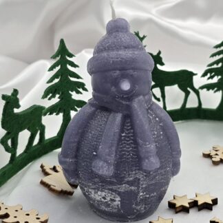 Kerze Schneemann lila