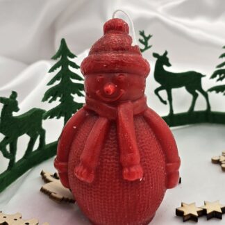 Kerze Schneemann rot