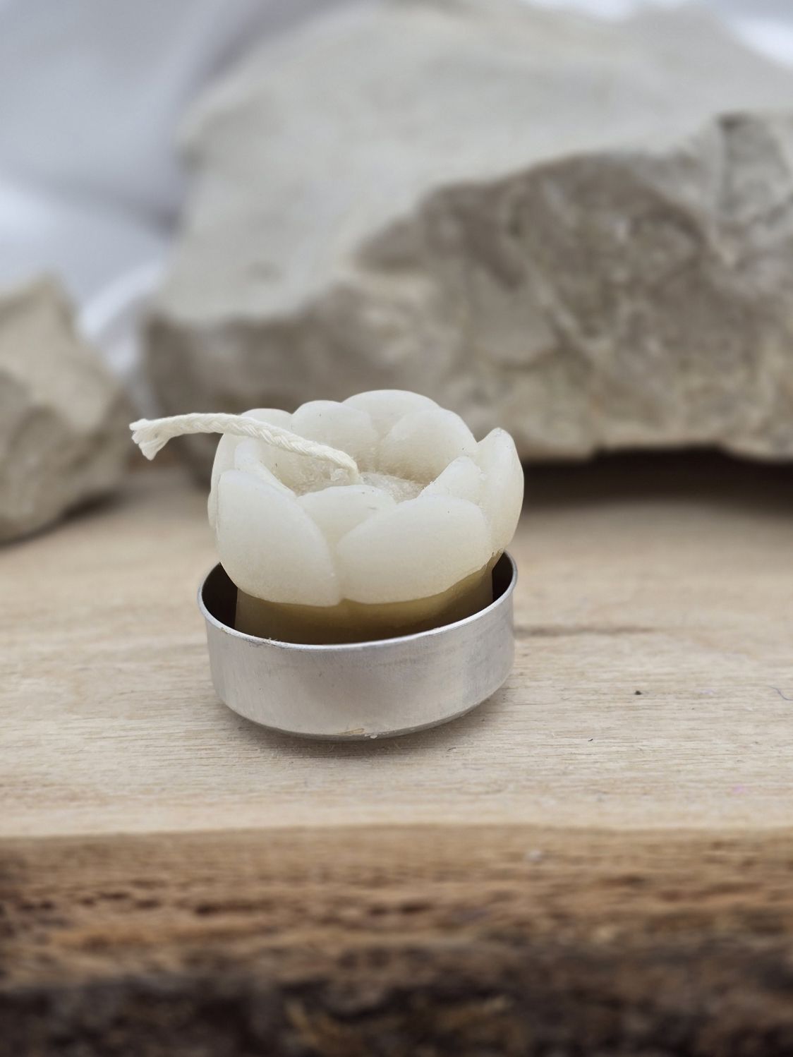 Teelicht Blume weiss-gelb