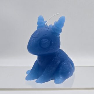 Kerze Drache sitzend blau