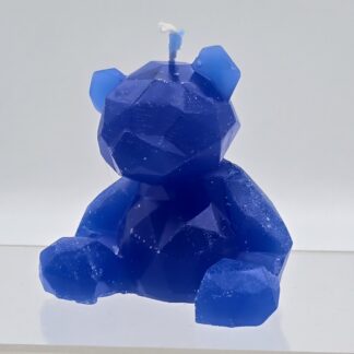 Kerze Bär eckig blau