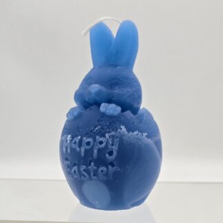 Kerze Osterei mit Hase blau