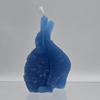 Kerze Osterei mit Hasenjunge blau