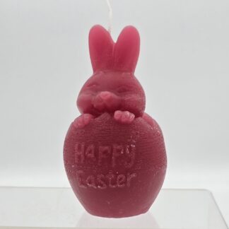 Kerze Osterei mit Hase dunkelrot
