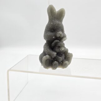 Kerze Hase mit Jungem olivbraun