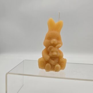 Kerze Hase mit Jungem dunkelgelb