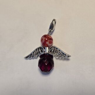 Schutzengelchen Charm rot/ millefiori dunkel