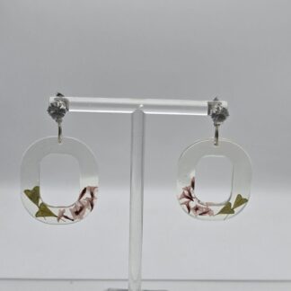 Ohrringe Resin Ovale mit Blüten und Blättern