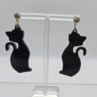 Ohrringe Resin schwarze Katze